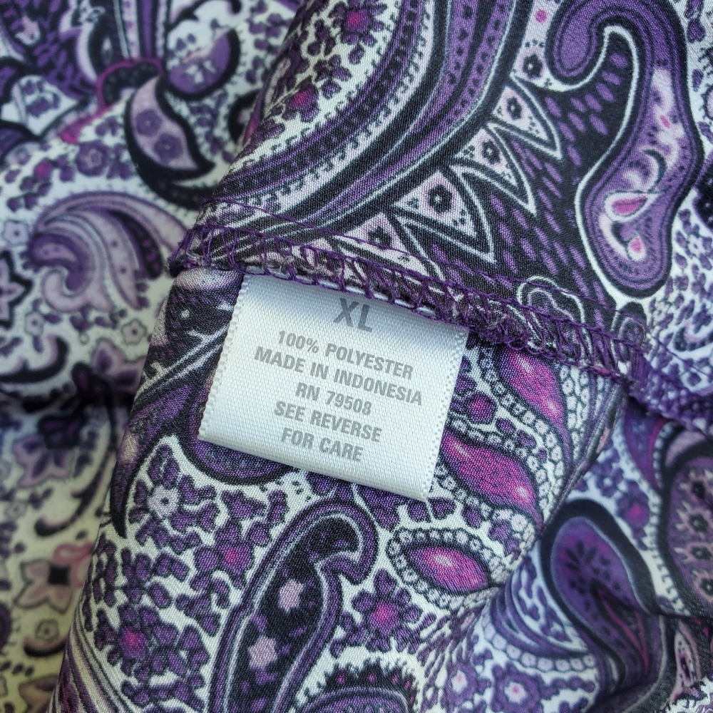 Purple Paisley Women's Top Size XL - Picture 4 of 7
